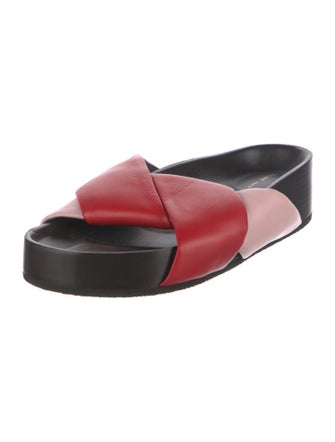 Celine Leather Colorblock Pattern Slides