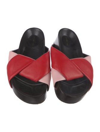 Celine Leather Colorblock Pattern Slides
