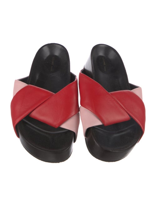 Celine Leather Colorblock Pattern Slides