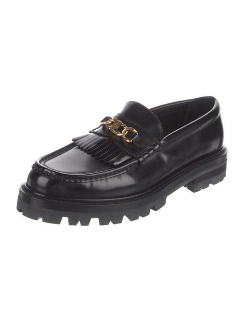 Celine Leather Fringe Trim Accent Loafers