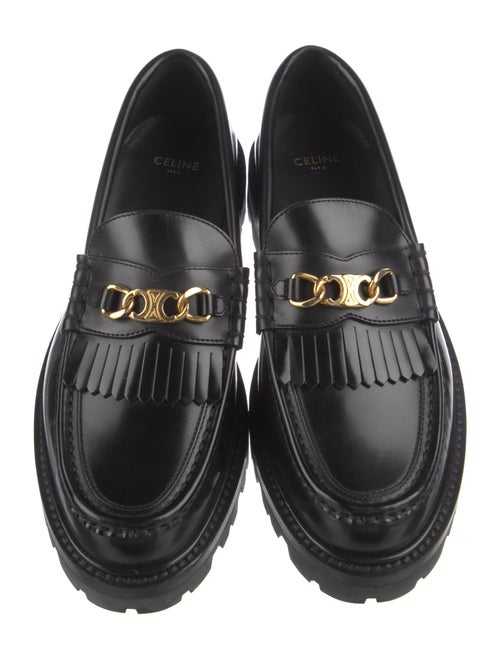 Celine Leather Fringe Trim Accent Loafers