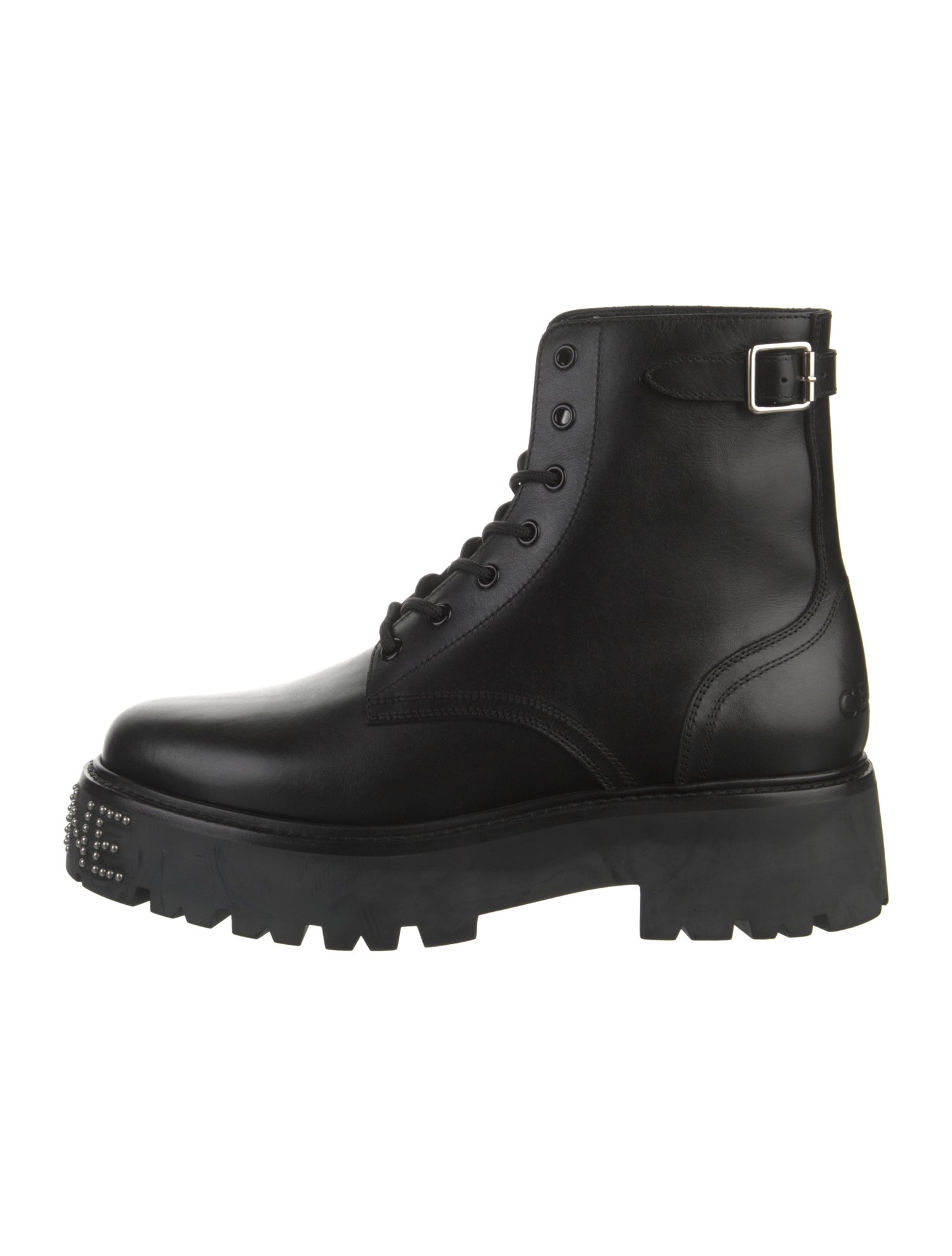 Celine Leather Studded Accents Combat Boots
