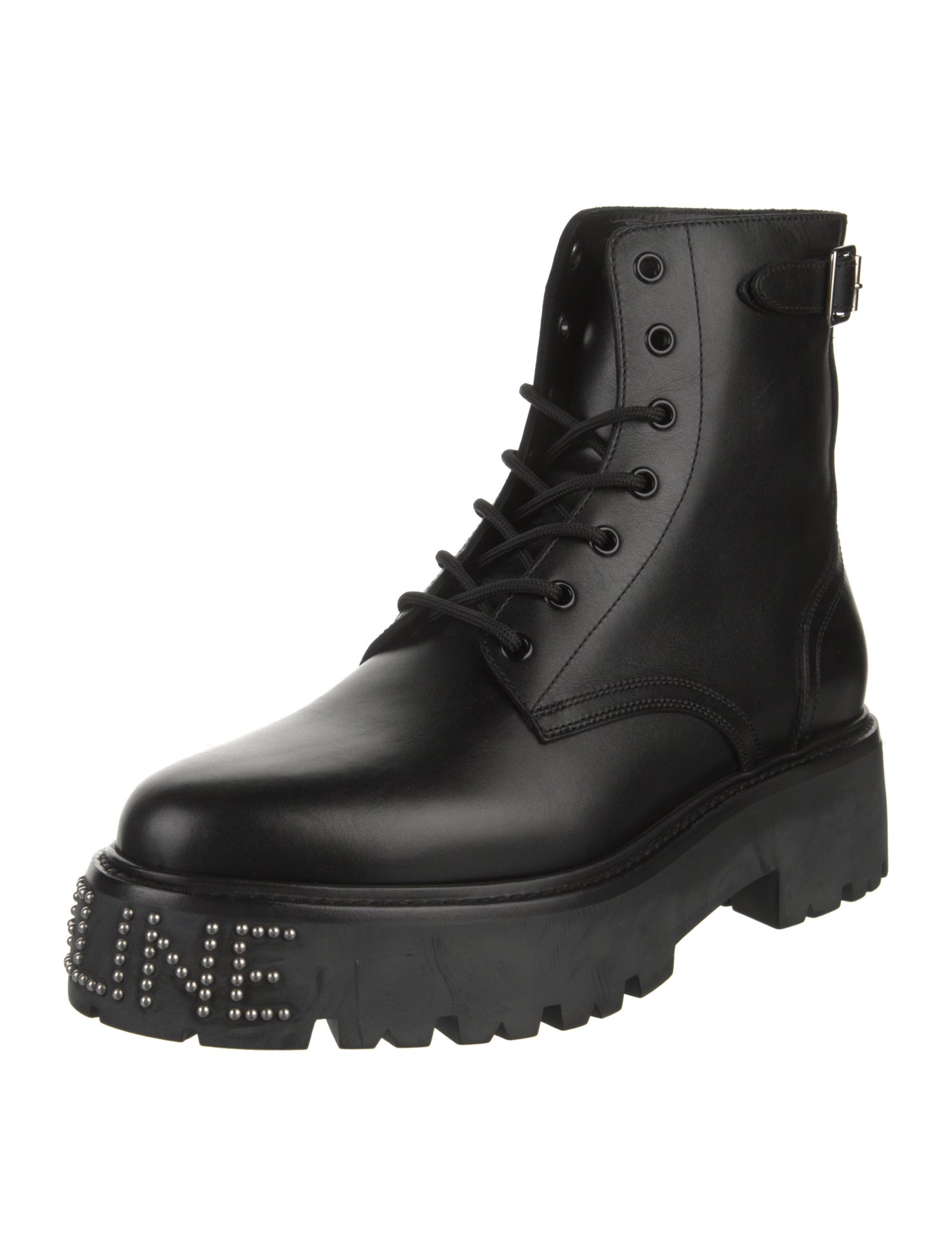 Celine Leather Studded Accents Combat Boots