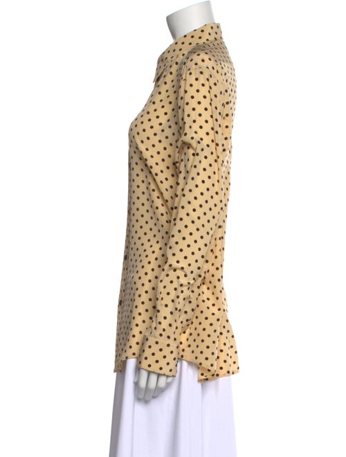 Celine Silk Polka Dot Print Button-Up Top