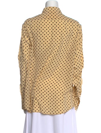 Celine Silk Polka Dot Print Button-Up Top