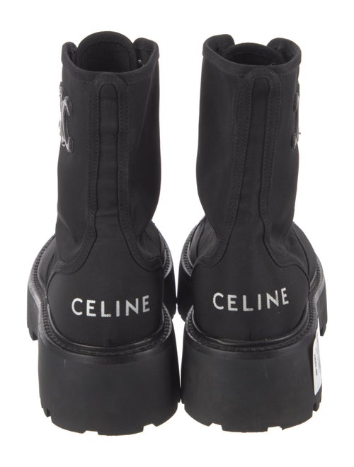 Celine Canvas Leather Trim Embellishment Combat Boots