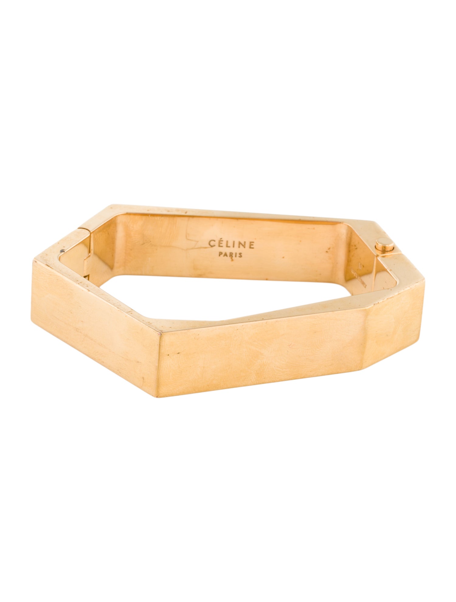 Celine Geometric Hinged Bangle Bracelet