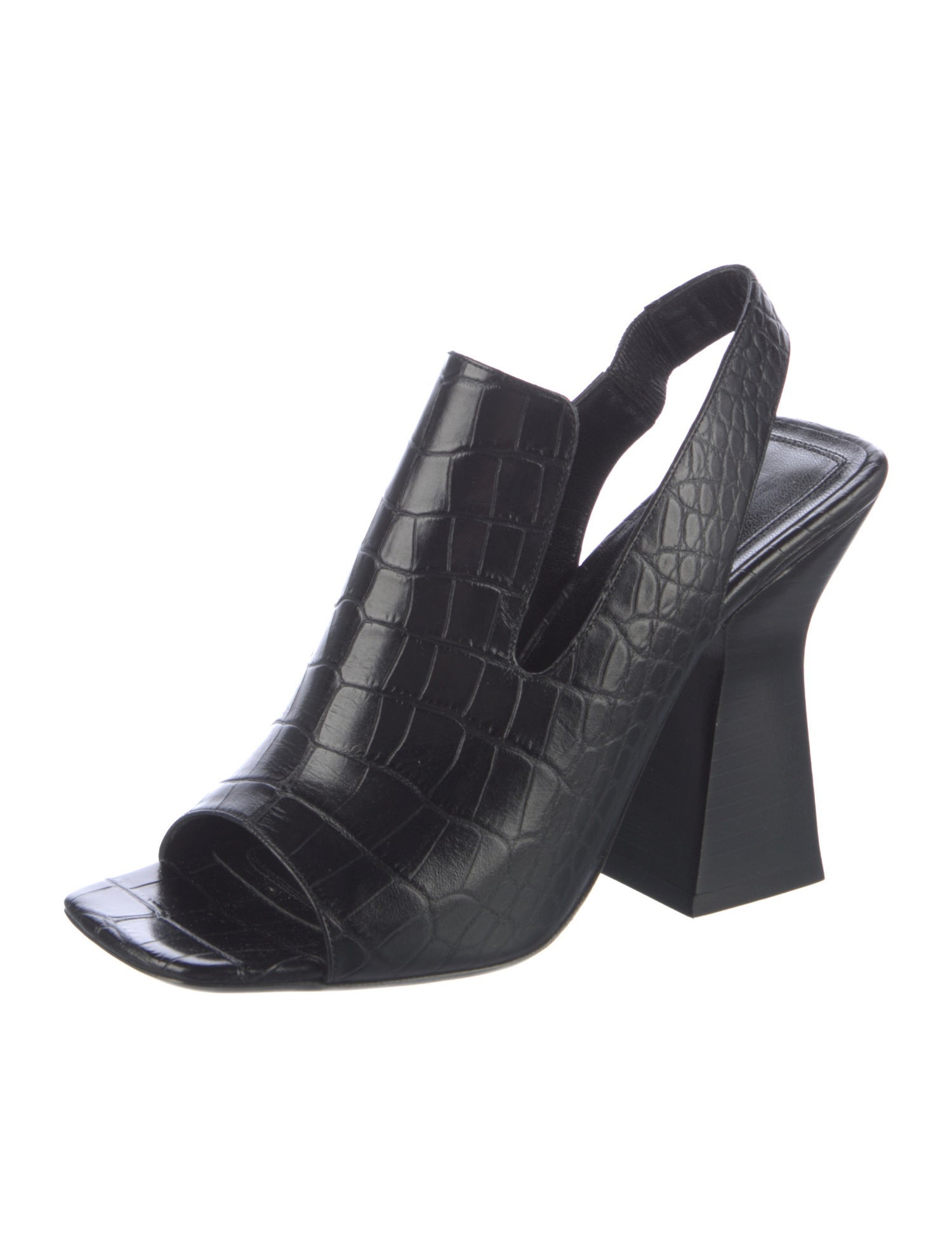 Celine Embossed Leather Slingback Sandals