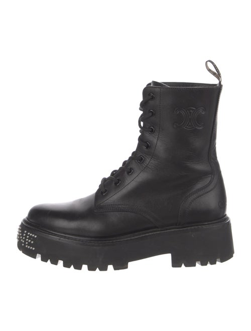 Celine Leather Studded Accents Combat Boots