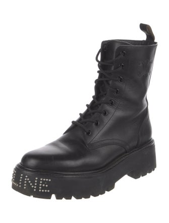 Celine Leather Studded Accents Combat Boots