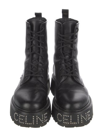 Celine Leather Studded Accents Combat Boots