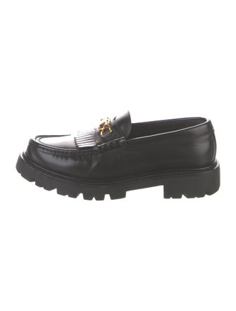 Celine Leather Fringe Trim Accent Loafers
