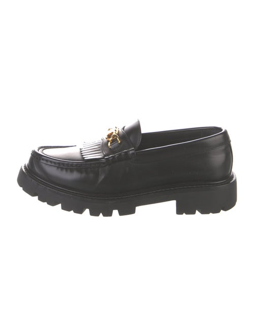 Celine Leather Fringe Trim Accent Loafers