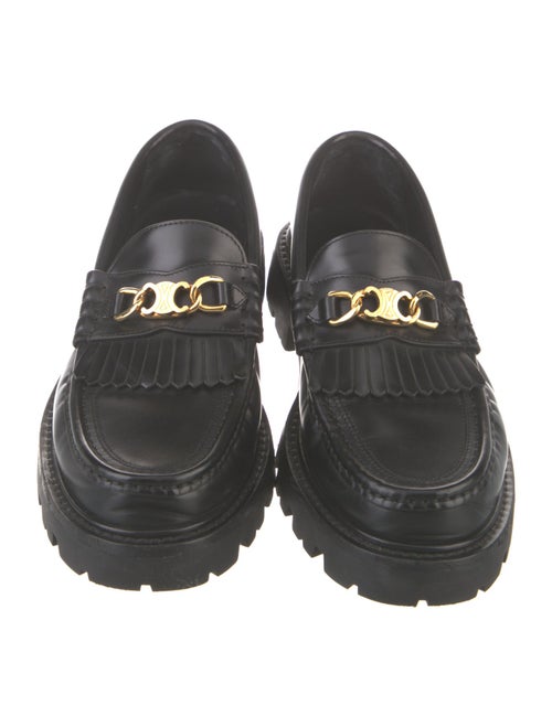 Celine Leather Fringe Trim Accent Loafers