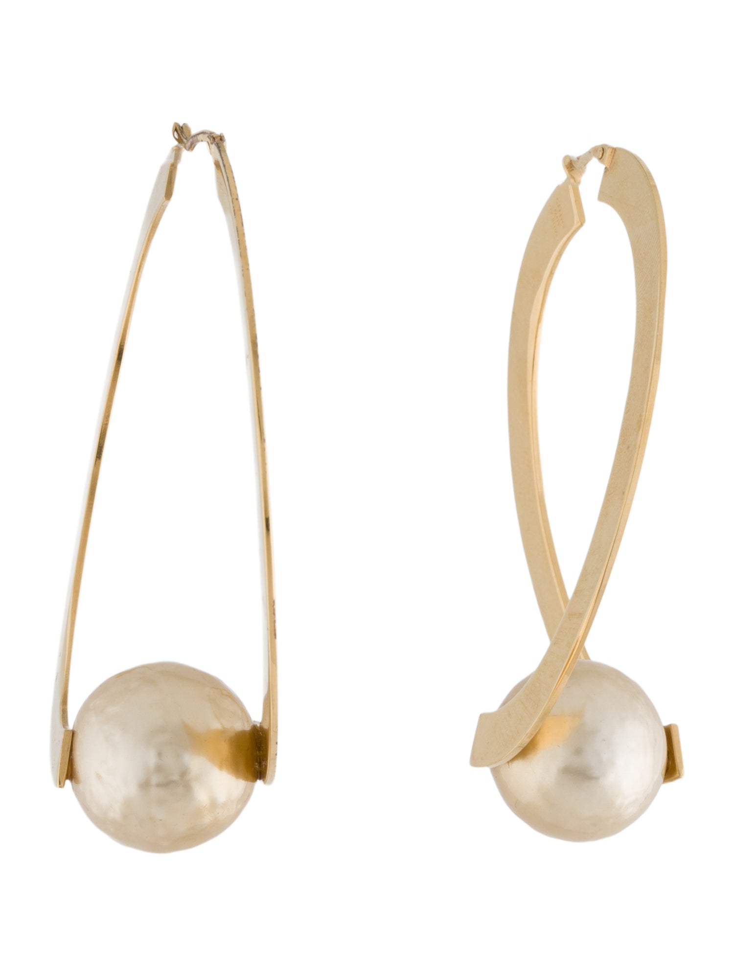 Celine Faux Pearl Dot Hoop Earrings