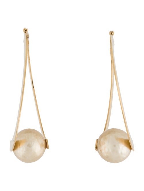 Celine Faux Pearl Dot Hoop Earrings