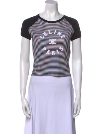 Celine Striped Crew Neck Crop Top