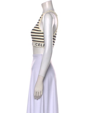 Celine Striped Athletic Bra Striped Crop Top