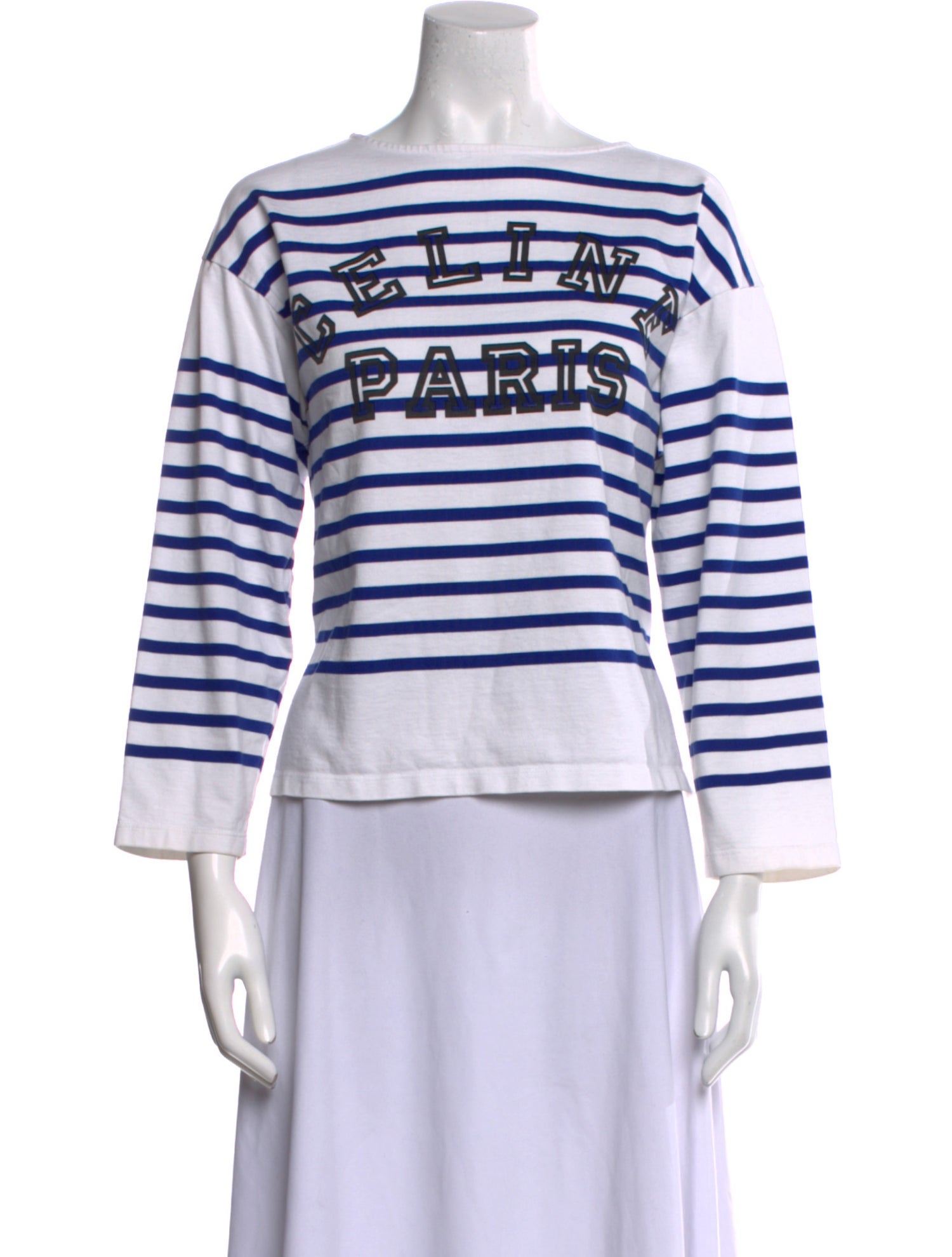 Celine Striped Bateau Neckline Sweatshirt