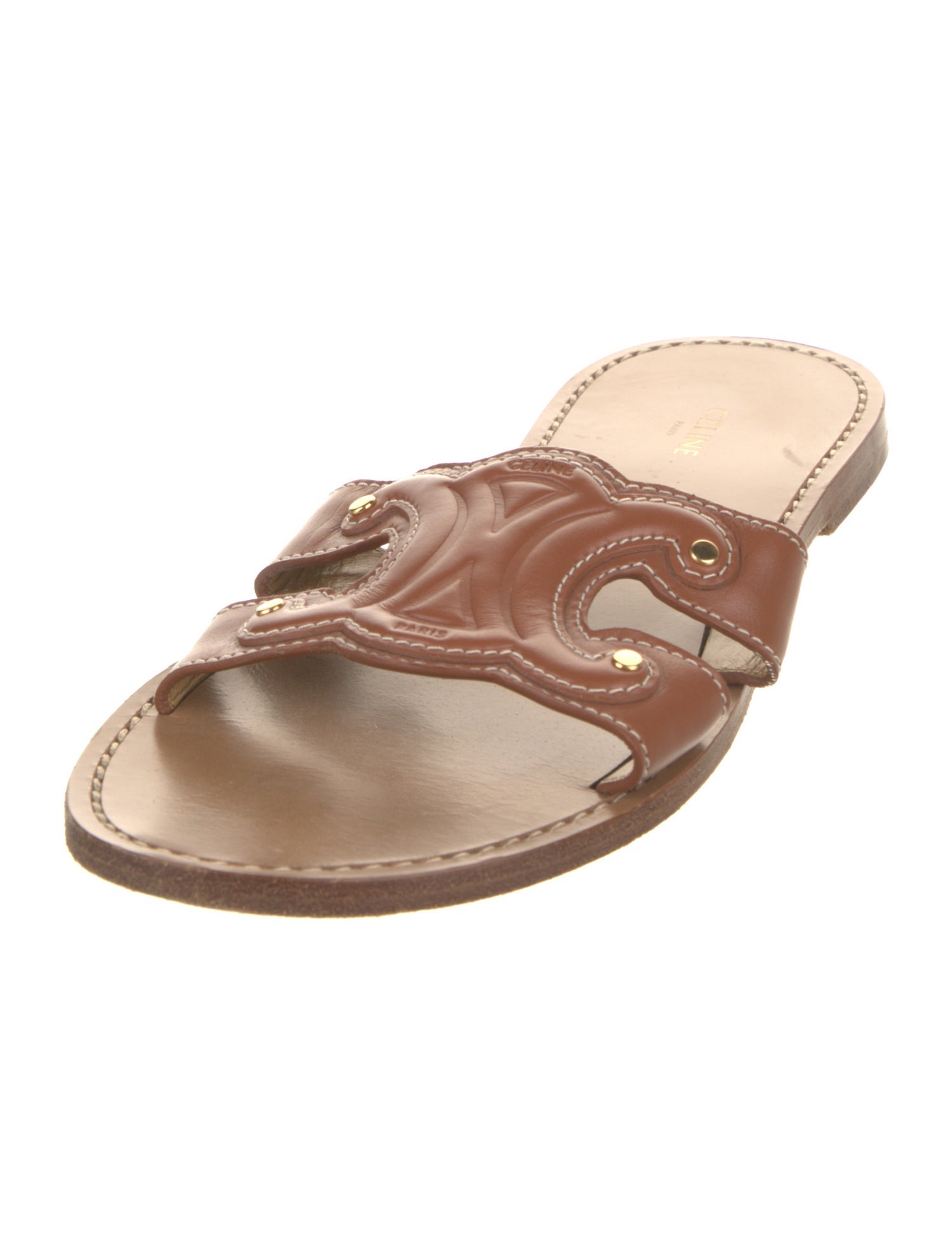 Celine Triomphe Leather Slides