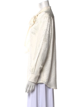Celine Silk Tie Neck Button-Up Top