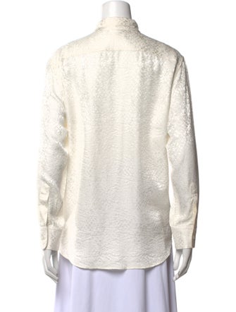 Celine Silk Tie Neck Button-Up Top