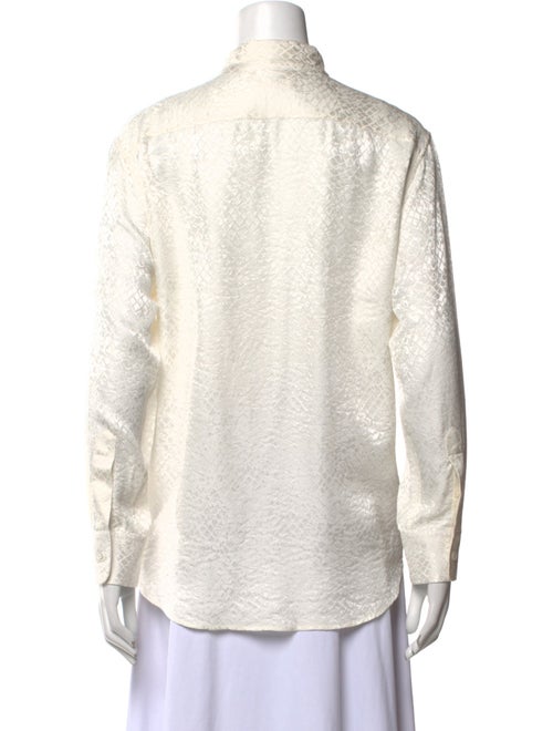 Celine Silk Tie Neck Button-Up Top