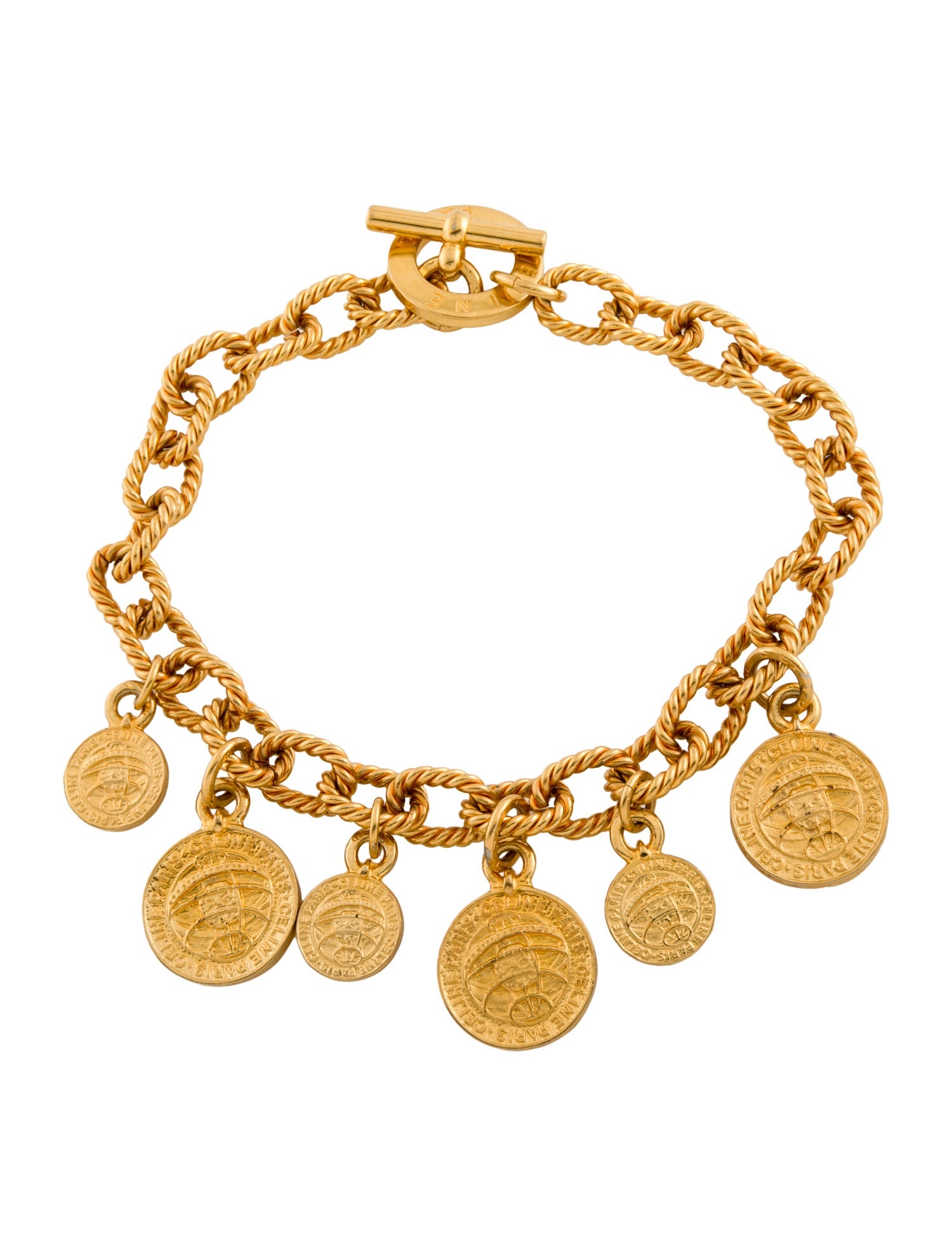 Celine Vintage Coin Charm Collar Necklace
