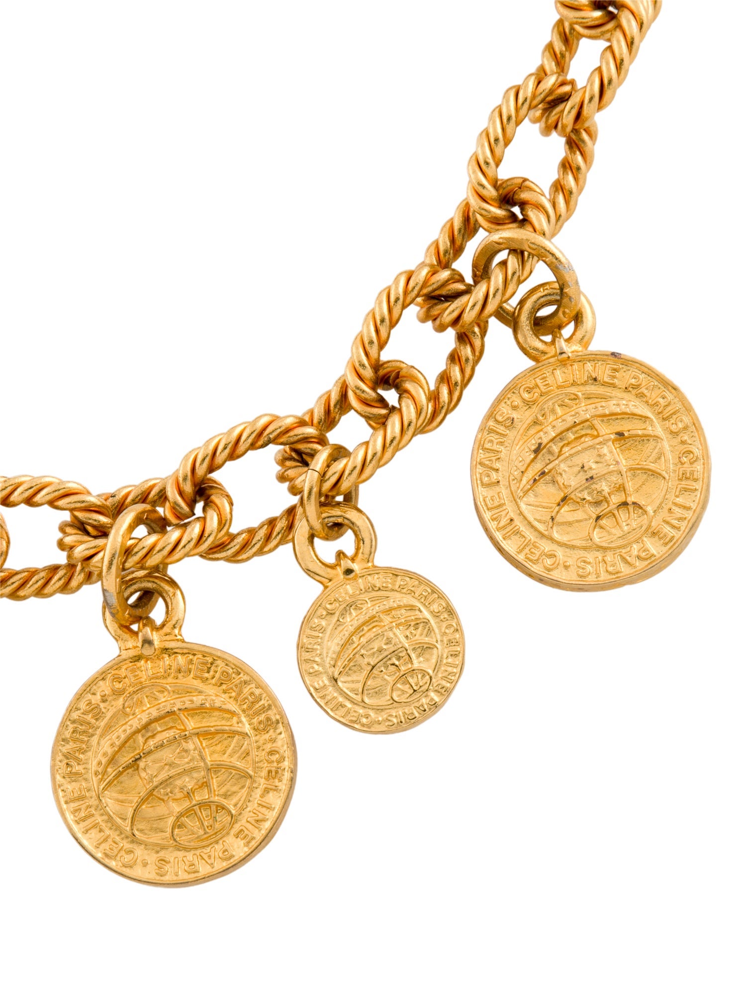 Celine Vintage Coin Charm Collar Necklace