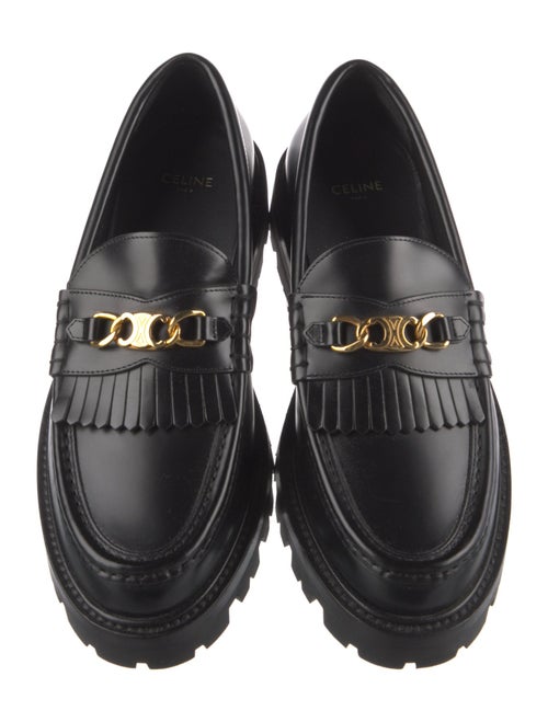 Celine Leather Chain-Link Accents Loafers