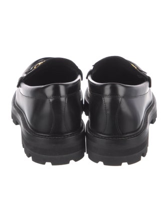 Celine Leather Chain-Link Accents Loafers