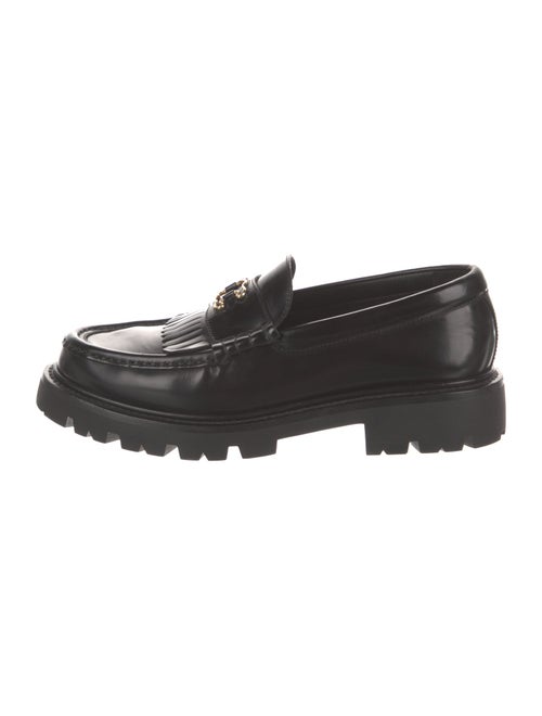Celine Leather Fringe Trim Accent Loafers