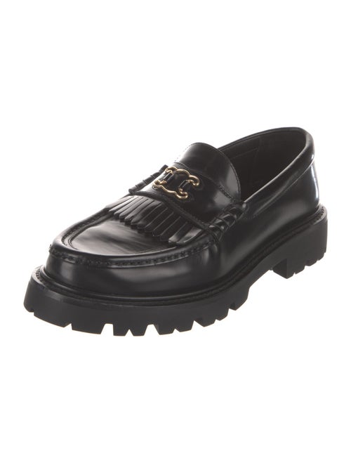 Celine Leather Fringe Trim Accent Loafers