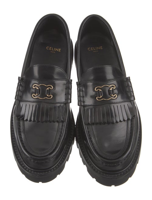 Celine Leather Fringe Trim Accent Loafers