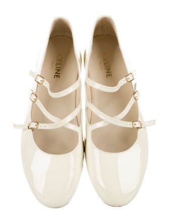 Celine Patent Leather Cutout Accent Mary Jane Flats