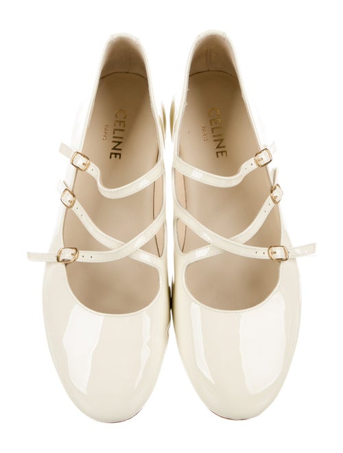 Celine Patent Leather Cutout Accent Mary Jane Flats