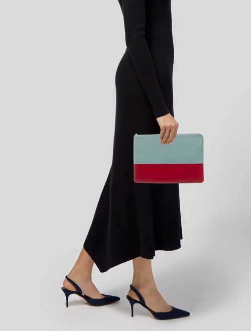 Celine Leather Bicolor Solo clutch pouch