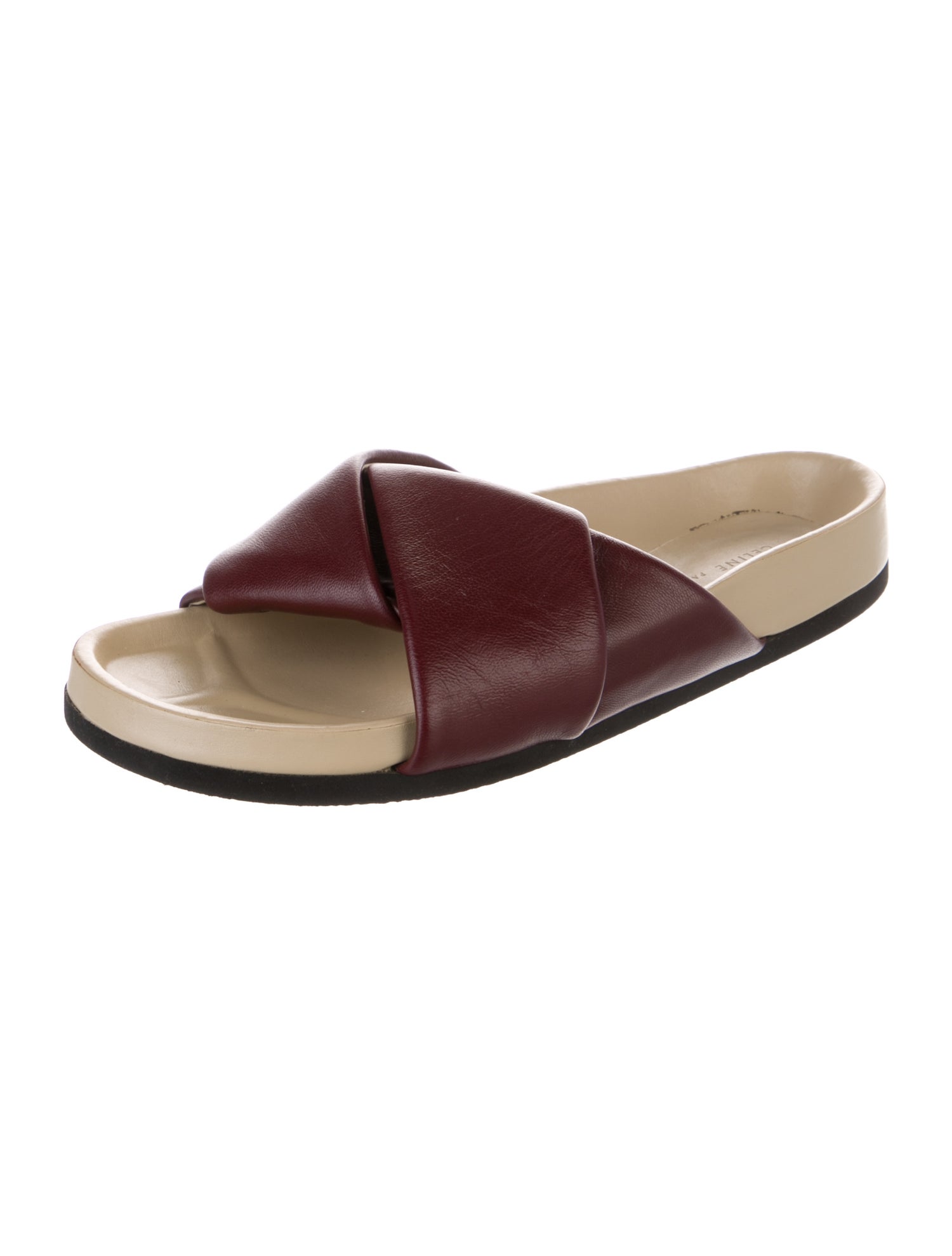 Celine Leather Ruffle Embellishment Slides