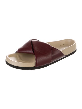 Celine Leather Ruffle Embellishment Slides