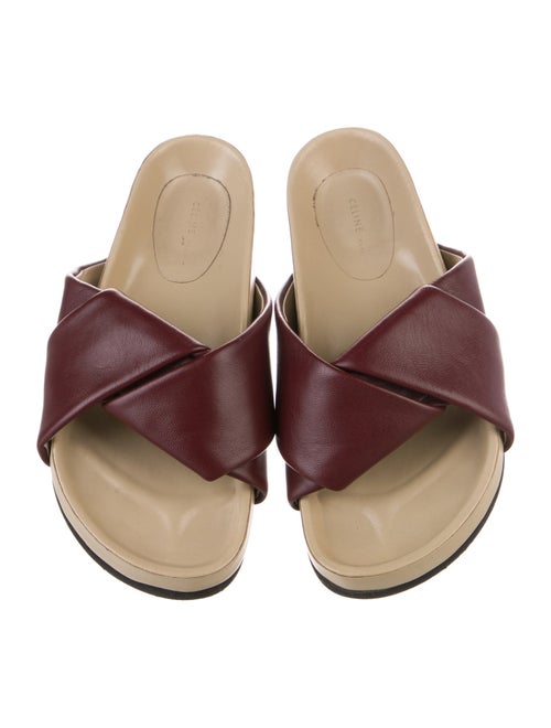 Celine Leather Ruffle Embellishment Slides