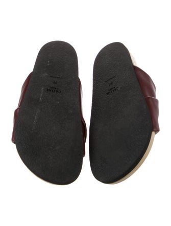 Celine Leather Ruffle Embellishment Slides