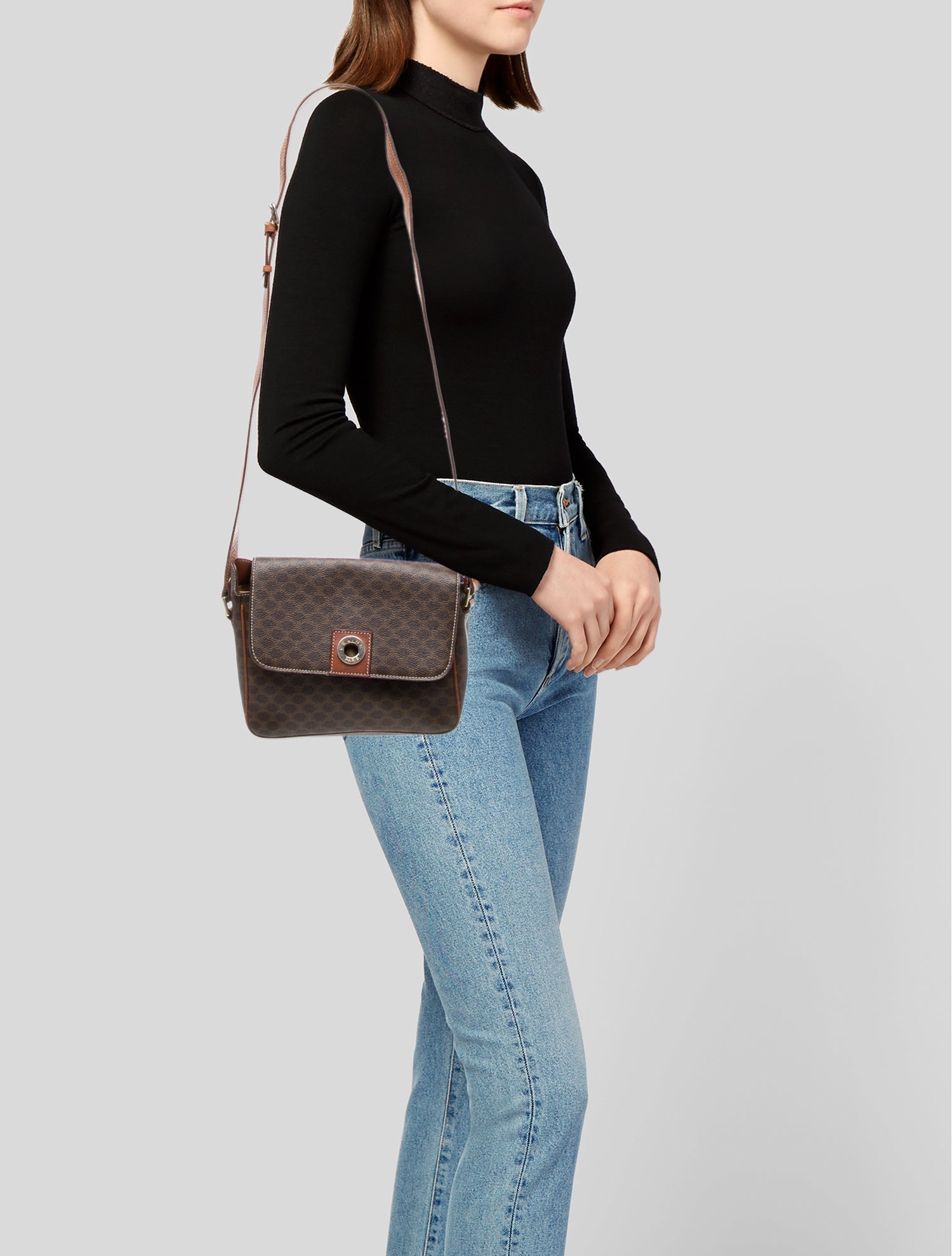 Celine Triomphe Macadam coated canvas shoulder bag