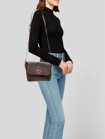 Celine Triomphe Macadam coated canvas shoulder bag