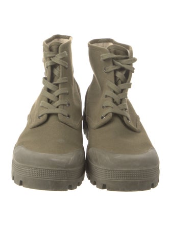 Celine Canvas Lace-Up Boots