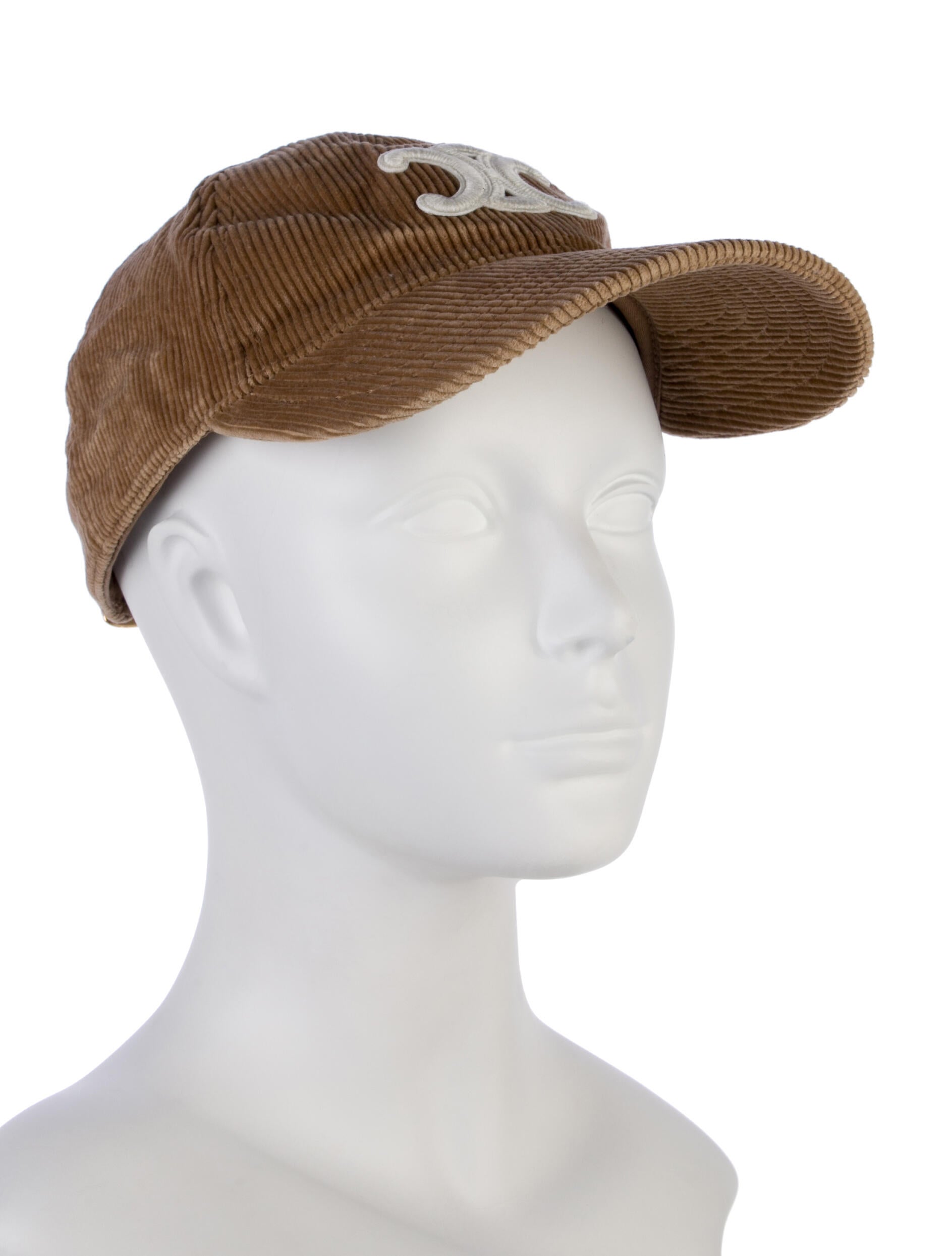 Celine Corduroy Triomphe Embroidered Baseball Cap