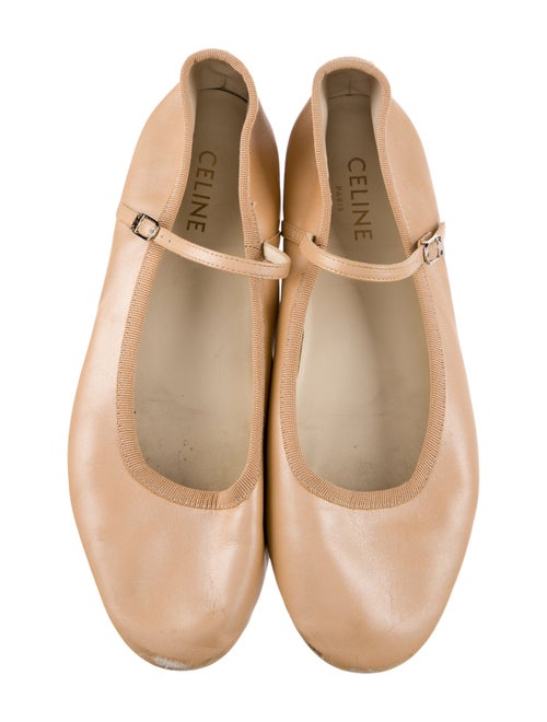 Celine Leather Grosgrain Trim Mary Jane Flats