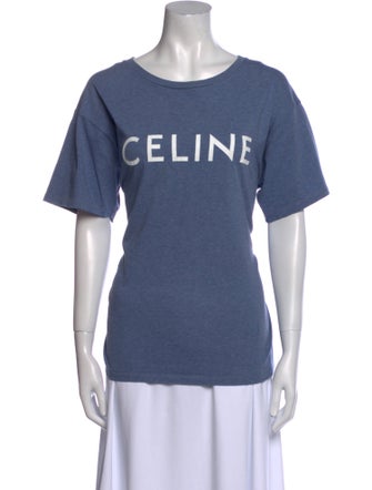 Celine Graphic Print Scoop Neck T-Shirt