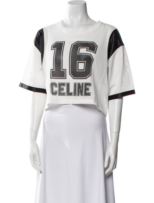Celine 2023 16 Logo Mesh Jersey Crop Top