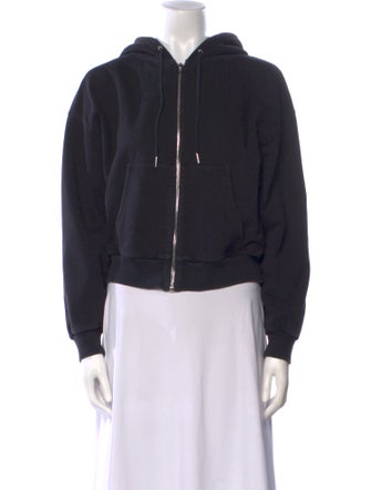 Celine Logo Zip-Up Hooded Crew Neck Sweatshirt