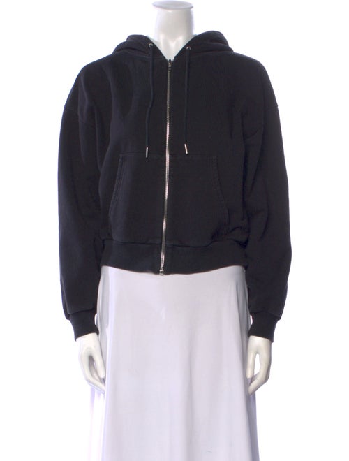 Celine Logo Zip-Up Hooded Crew Neck Sweatshirt